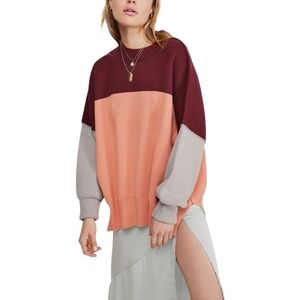 Free People Easy Street Oversized Colorblock Sweater XS